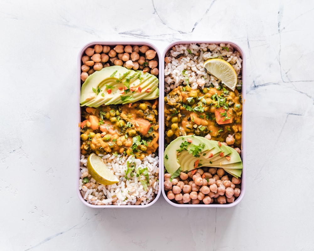 Quinoa bowls with roasted vegetables and chickpeas